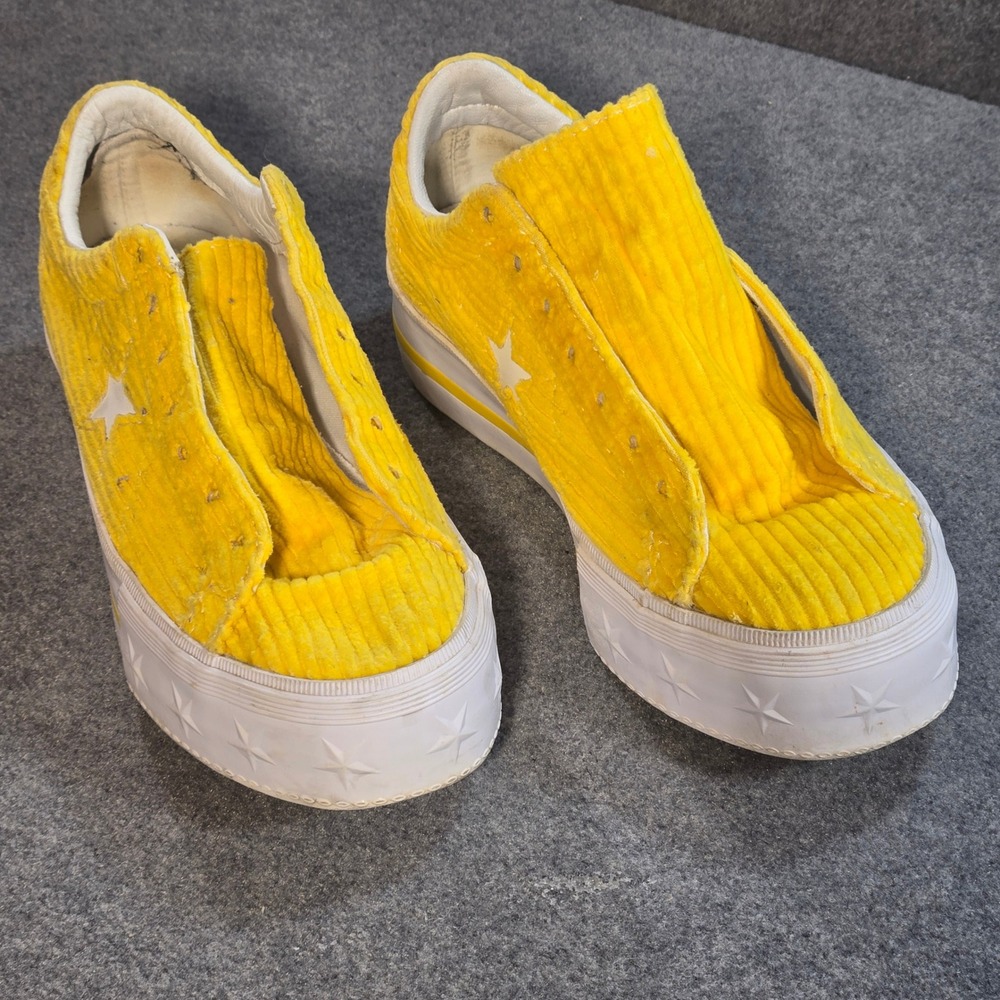 Rare Converse x MadeMe One Star Platform Yellow Corduroy Sneakers Womens 5.5 - Picture 3 of 10